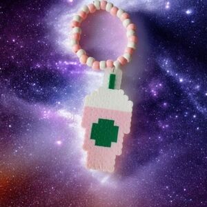 Pink Starbucks Cup Perler Kandi Bracelet